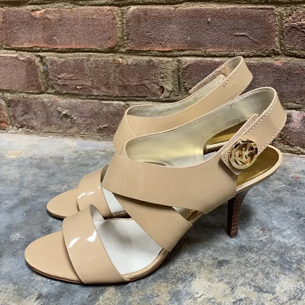 Michael Kors Nude Patent Joselle Open Toe Pump